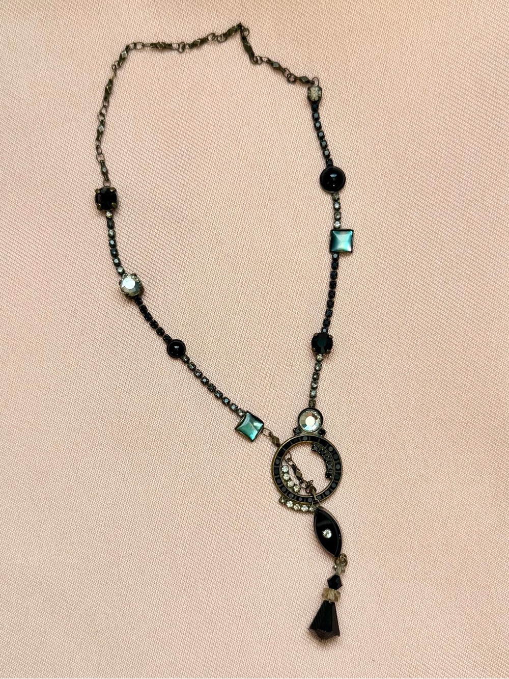 Sorrelli Vintage Midnight Crystal Drop Statement Y-Necklace (16” - Rare)